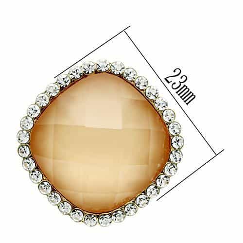 Brass Gold Peach Champagne Faceted Round Pave Halo Studs Earrings view 3