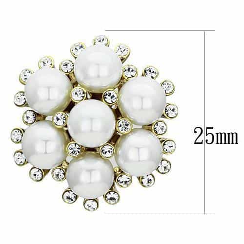 Brass Gold Pearl Cluster Flower Round Studs Earrings view 2