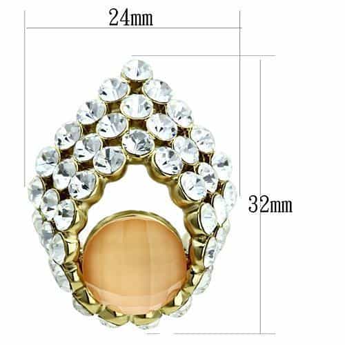 Brass Gold Champagne CZ Pave Wreath Teardrop Drop Studs Earrings view 2