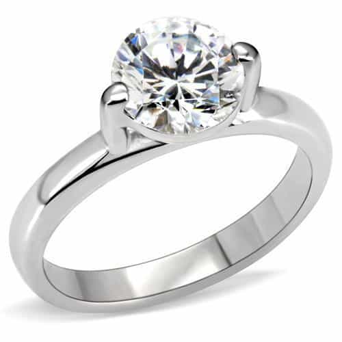 Brass CZ Round Classic Prong Raised Solitaire Ring view 1