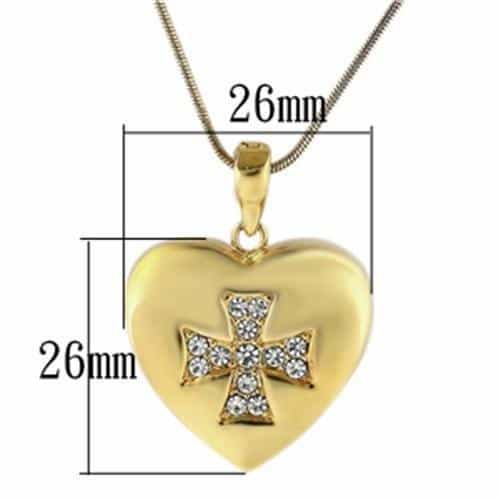 Brass Gold CZ Pave Maltese Cross Heart Pendant view 2