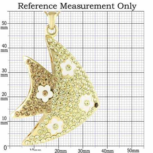 Brass Gold CZ Pave Flower Enamel Angel Fish Pendant view 2
