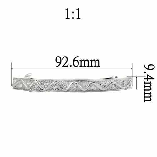 Brass Silver CZ Pave Wave Vine Hair Barrette Ring view 2