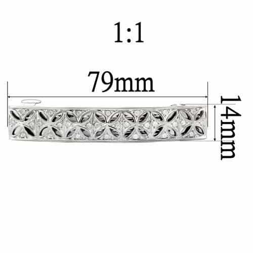 Brass Silver CZ Pave Openwork Filigree Hair Barrette Ring view 2