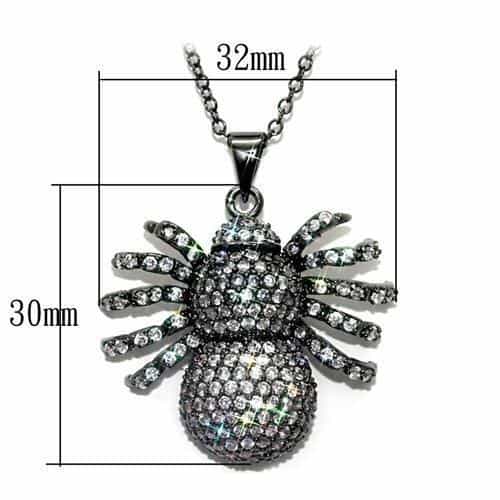 Brass Black Rhodium CZ Pave Spider Figure Pendant view 2