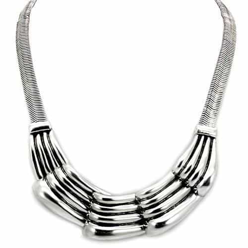 Brass Silver Polished Multi Strand Collar Necklace view 1