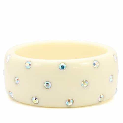 Stainless Steel Ivory Resin Aurora Borealis Crystal Bracelet view 1