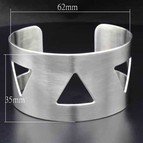 Stainless Steel Silver Brushed Triangle Geometric Cutout Bracelet view 2
