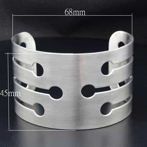 Stainless Steel Silver Brushed Abstract Circle Slot Bracelet view 2