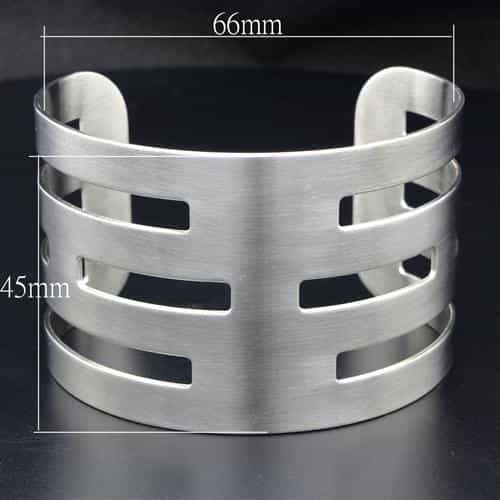 Stainless Steel Silver Brushed Horizontal Bar Cutout Wide Ring view 2
