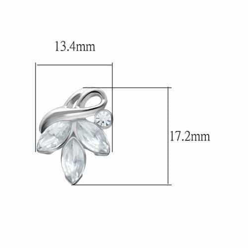 Brass Silver CZ Marquise Leaf Cluster Stud Earrings view 2