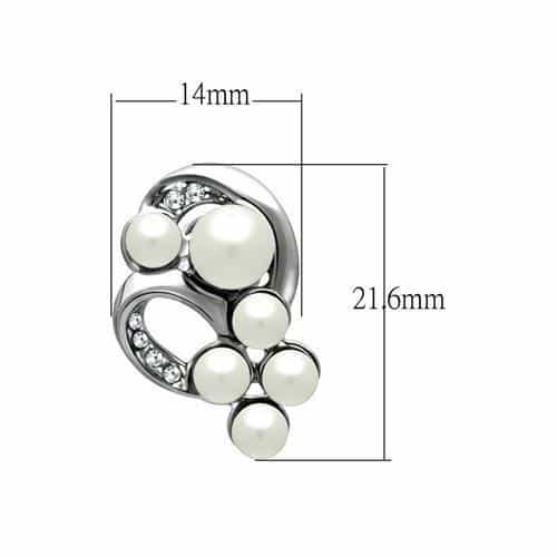 Brass Silver Pearl CZ Swirl Cluster Stud Earrings view 2
