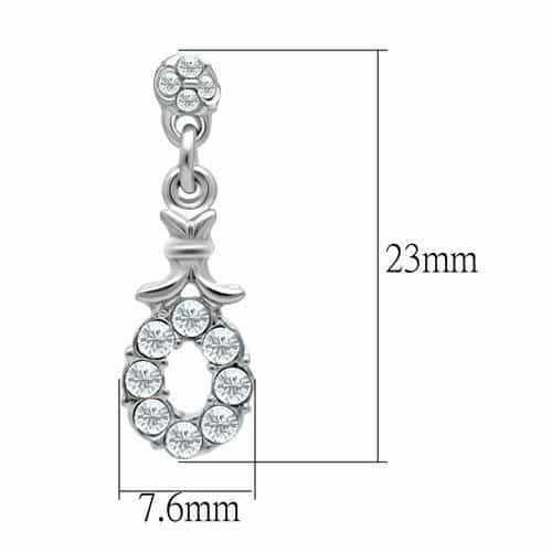 Brass Silver CZ Pave Oval Link Drop Earrings view 2