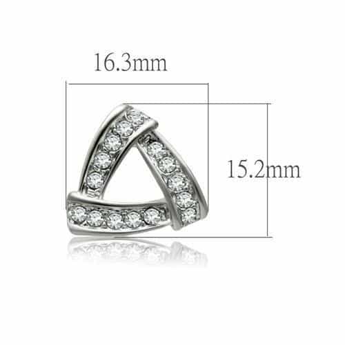 Brass Silver CZ Pave Triangle Stud Earrings view 2