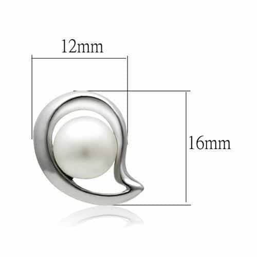 Brass Silver Pearl Polished Swirl Stud Earrings view 2
