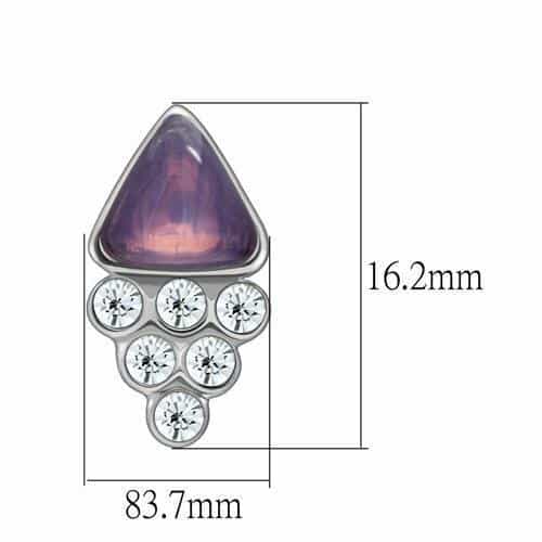 Brass Silver Amethyst Triangle CZ Cluster Drop Earrings view 2