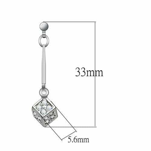 Brass Silver CZ Pave Cube Drop Earrings | The Stainless Jewelry view 2