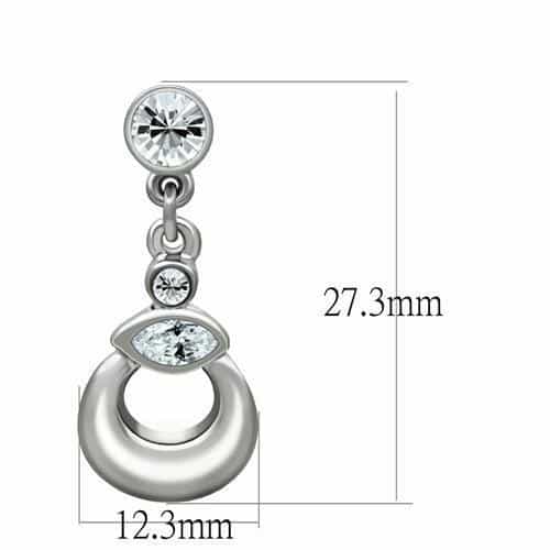 Brass Silver CZ Marquise Circle Doorknocker Drop Earrings view 2