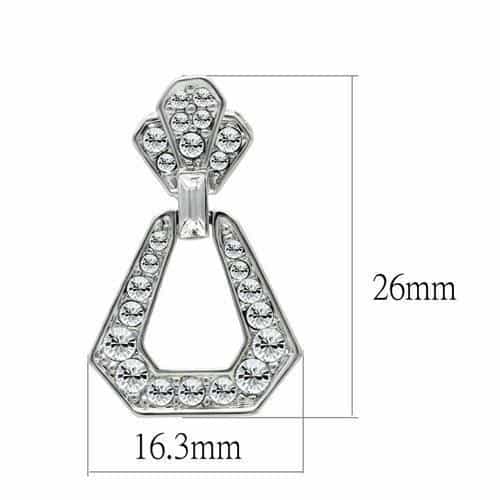 Brass Silver CZ Pave Pentagon Doorknocker Drop Earrings view 2