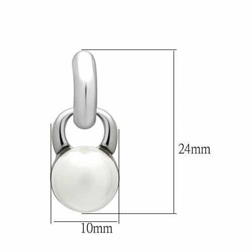 Brass Silver Pearl Polished Link Drop Earrings view 2