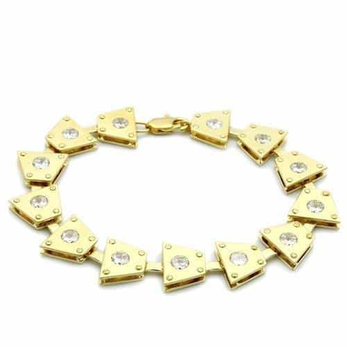 Brass Gold CZ Triangle Link Bracelet | The Stainless Jewelry view 1