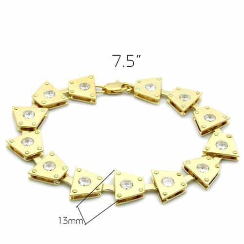Brass Gold CZ Triangle Link Bracelet | The Stainless Jewelry view 2
