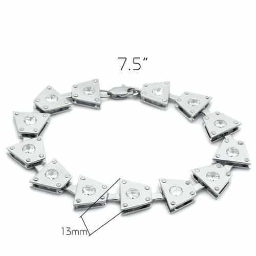 Brass Silver CZ Square Link Bracelet | The Stainless Jewelry view 2