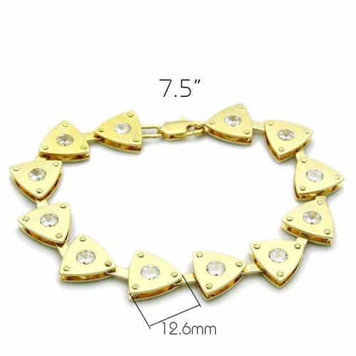 Brass Gold CZ Shield Triangle Link Bracelet view 2