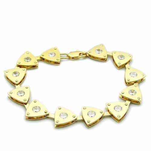 Brass Gold CZ Shield Triangle Link Bracelet view 1