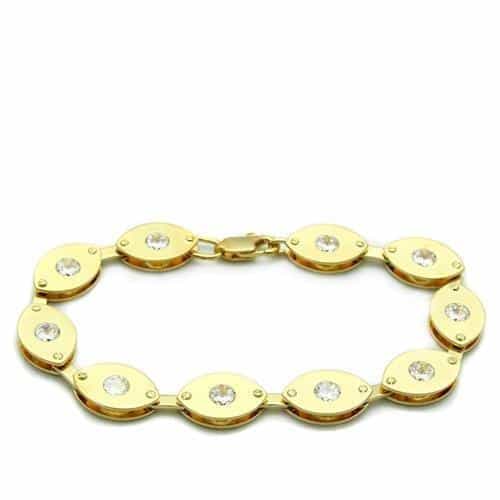 Brass Gold CZ Oval Link Bracelet | The Stainless Jewelry view 1