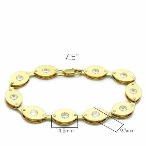 Brass Gold CZ Oval Link Bracelet | The Stainless Jewelry view 2
