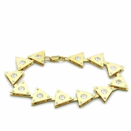 Brass Gold CZ Arrow Triangle Link Bracelet view 1