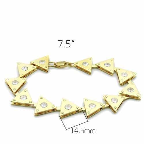 Brass Gold CZ Arrow Triangle Link Bracelet view 2