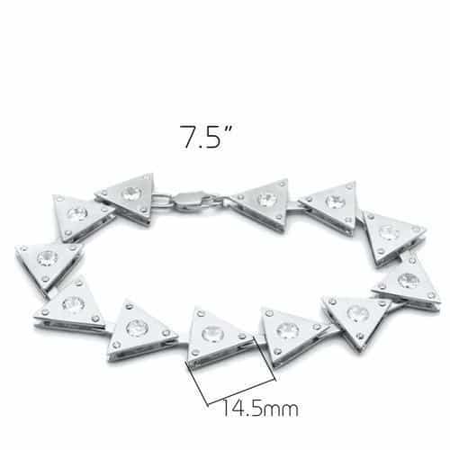 Brass Silver CZ Arrow Triangle Link Bracelet view 2