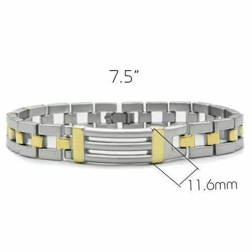Brass Two Tone Silver Gold Bar Link Bracelet view 2