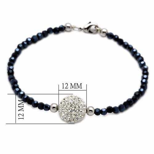 Brass Navy Blue Crystal Bead Pave Ball Bracelet view 2