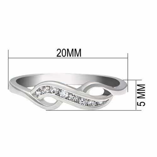 Brass Silver CZ Pave Curved Wave Bypass Ring view 2