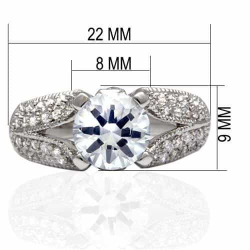 Brass Silver CZ Round Vintage Ornate Solitaire Ring view 2