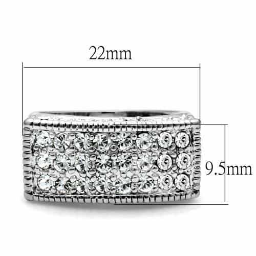 Brass Silver Crystal Pave Wide Rectangular Band Ring view 2