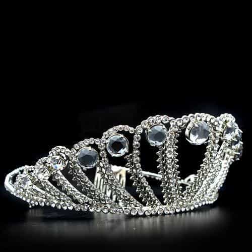 Brass Silver Crystal Oval Bezel Crown Tiara Ring view 2