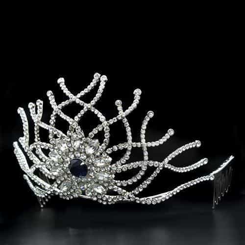 Brass Silver Crystal Sunburst Spray Crown Tiara Ring view 2