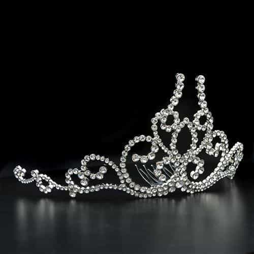 Brass Silver Crystal Scroll Heart Crown Tiara Ring view 2
