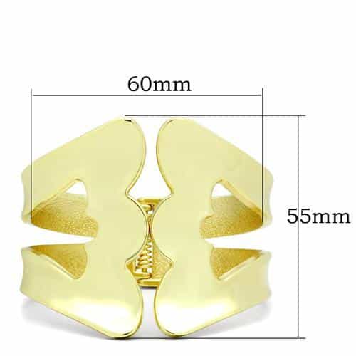 Brass Gold Polished Heart Cutout Wide Cuff Bracelet view 2