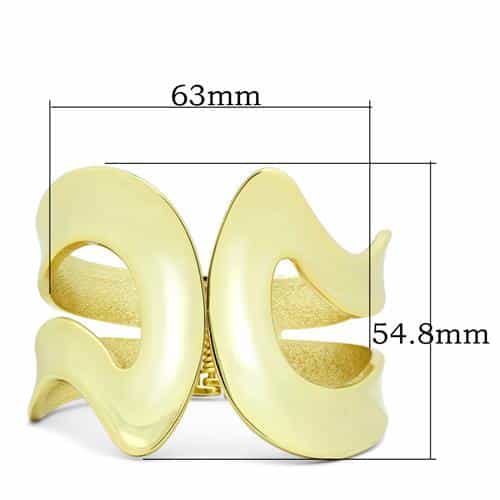 Brass Gold Polished Wave Cutout Wide Cuff Bracelet view 2