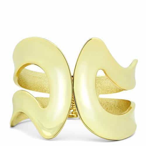 Brass Gold Polished Wave Cutout Wide Cuff Bracelet view 1