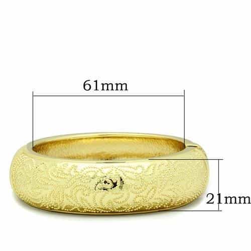 Brass Gold Engraved Floral Textured Wide Dome Bangle Bracelet view 2