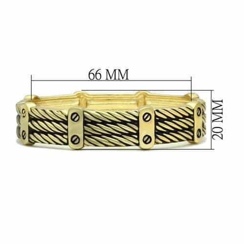 Brass Gold Antique Cable Twist Panel Hinged Bangle Bracelet view 2