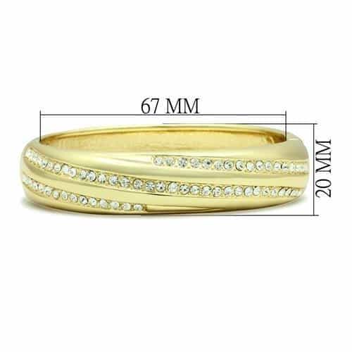 Brass Gold Polished CZ Channel Edge Slim Bangle Bracelet view 2