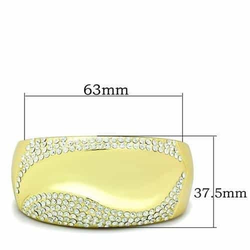 Brass Gold Crystal Pave Dome Hinged Bangle Bracelet view 2