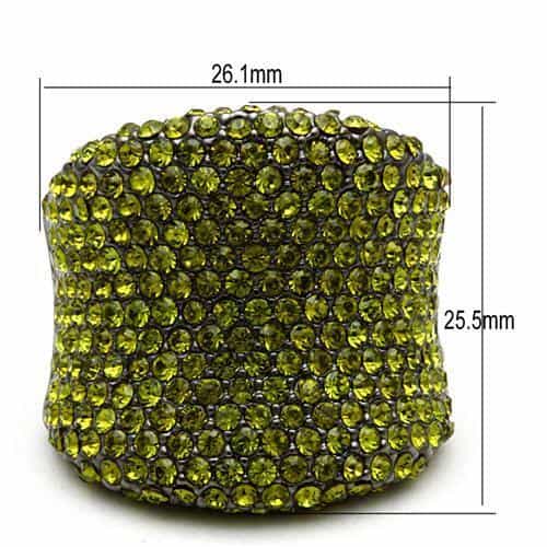 Brass Gunmetal Olive Green Crystal Pave Dome Cocktail Ring view 2